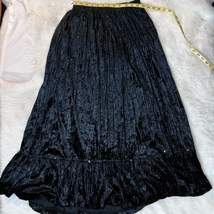 Flowy black velvet skirt